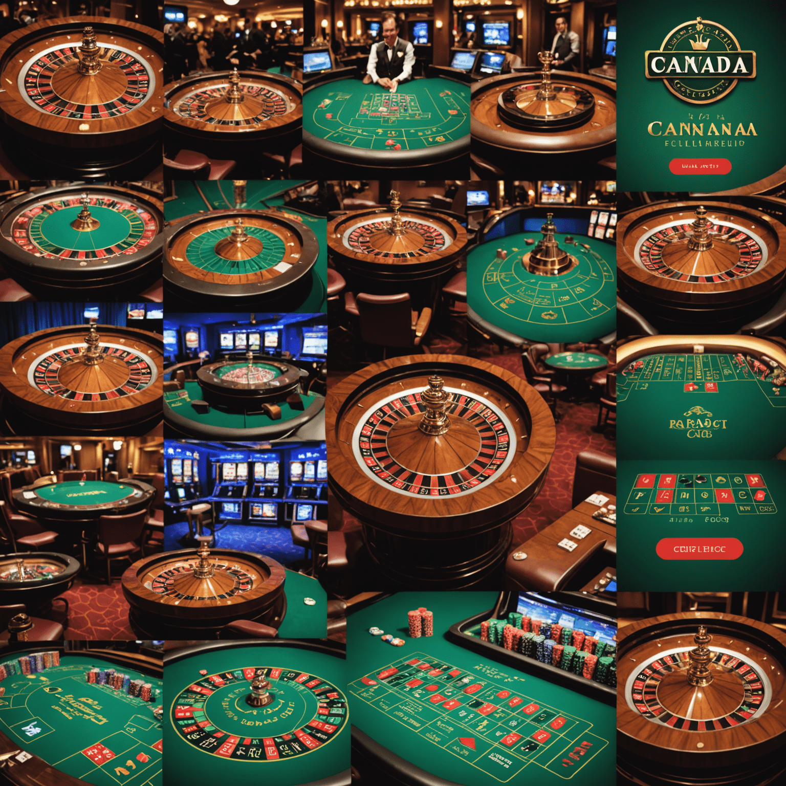 A collage showcasing various Canadian casino games, social gaming apps, and innovative gaming technology