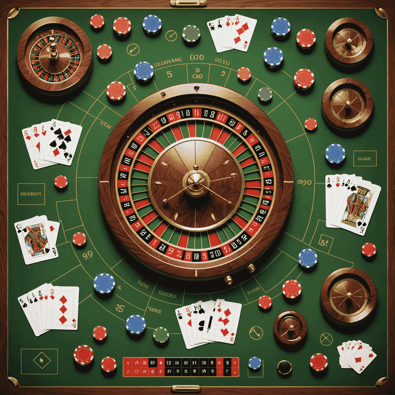 A collage of casino game elements with strategy diagrams overlaid, representing top winning strategies for social casino games