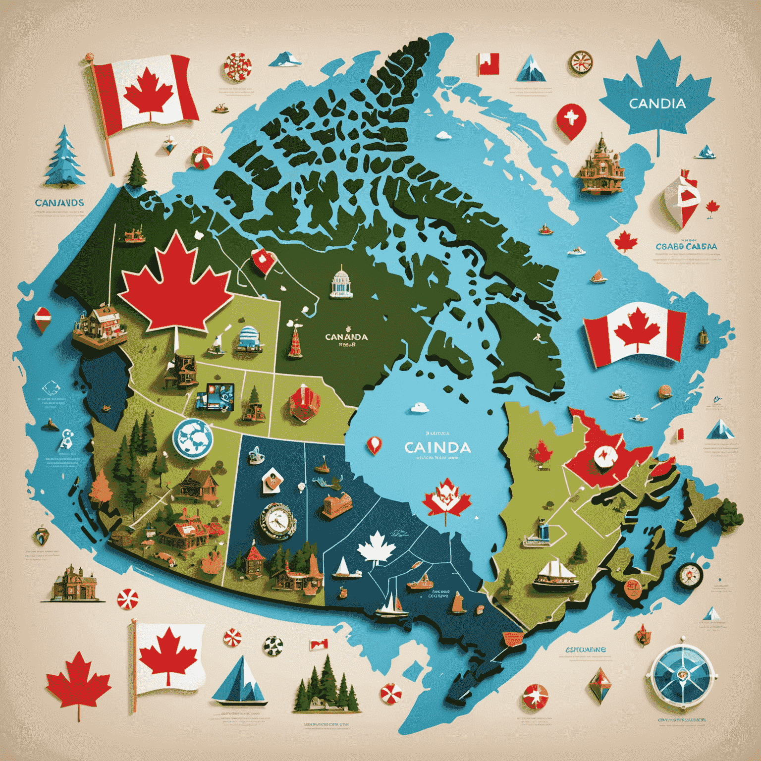 A map of Canada overlaid with icons representing various gaming trends and innovations, focusing on social casino experiences